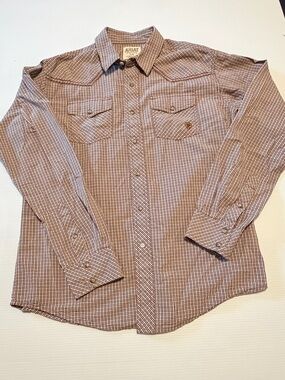 Ariat Retro Fit Menβs Brown Plaid Western Snap Shirt